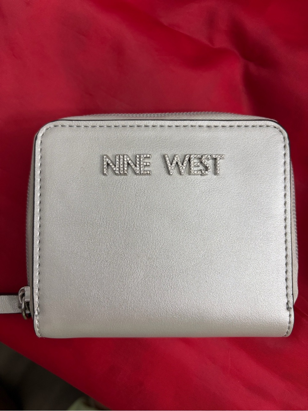 Nine West Silver Zip-Around Compact Wallet